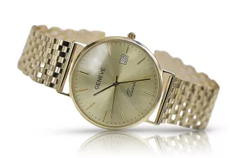 Італійський жовтий 14k 585 золотий чоловічий годинник Geneve mw006y&mbw005y