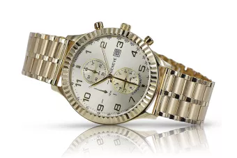 Италиански жълт 14k 585 златен мъжки часовник Geneve mw007ydy&mbw007y
