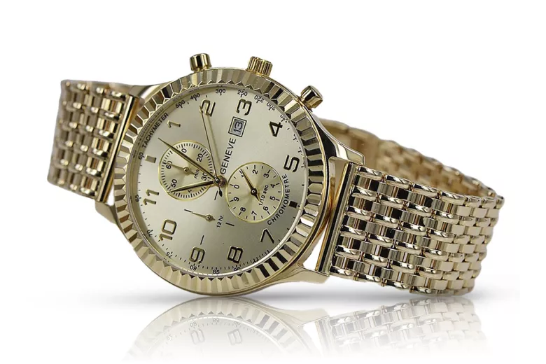 Złoty zegarek 14k 585 z bransoletą męski Geneve mw007ydy&mbw013y