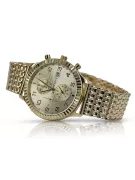 Италиански жълт 14k 585 златен мъжки часовник Geneve mw007y&mbw013y