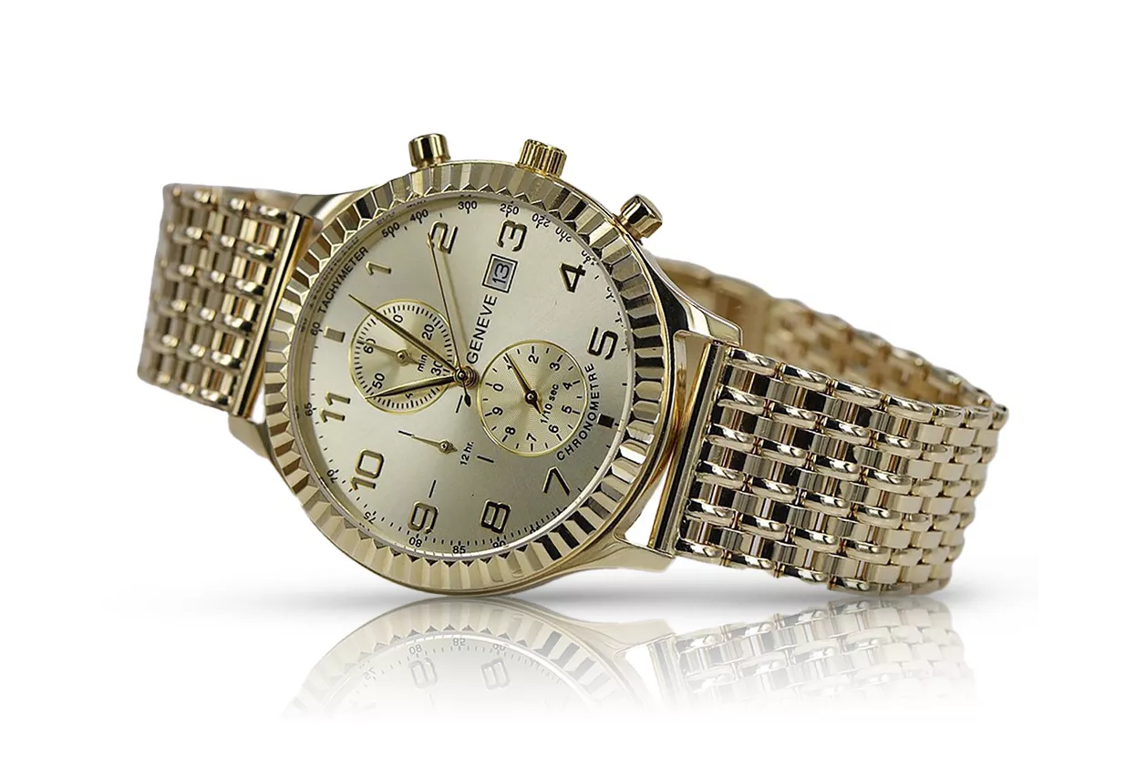 Złoty zegarek 14k 585 z bransoletą męski Geneve mw007ydy&mbw013y