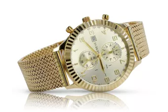 Złoty zegarek męski 14K Geneve, włoski design, 40mm | Zlotychlopak.pl