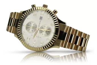 Zlaté hodinky s mužským náramkem 14k Ženeve MW007YDY & MBW015Y