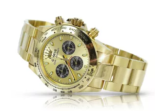 Gold men's watch Geneve ★ zlotychlopak.pl ★ Gold purity 585 333 Low Price!