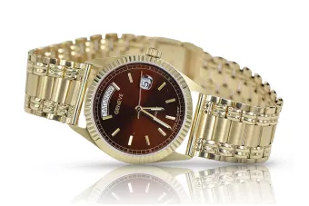 Amarillo 14k 585 reloj de hombres de oro Geneve mw013ydbr curvaw006y