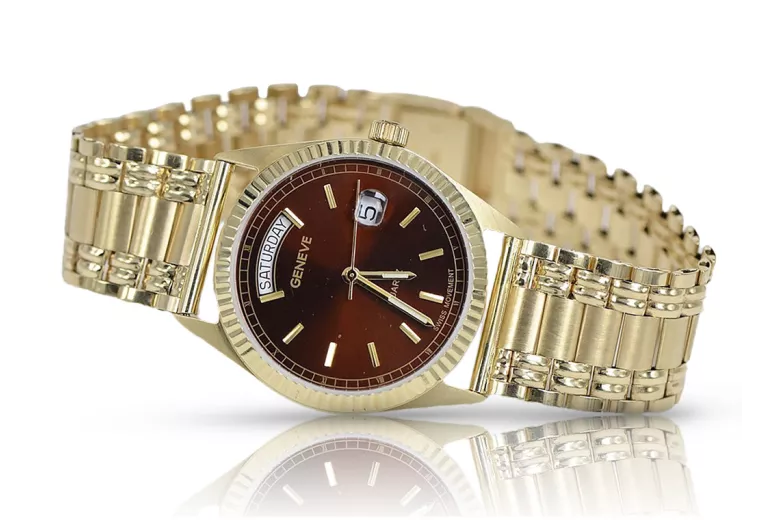 Reloj para hombres de oro Geneve ★ https://zlotychlopak.pl/es/ ★ Pureza de oro 585 333 Precio bajo!