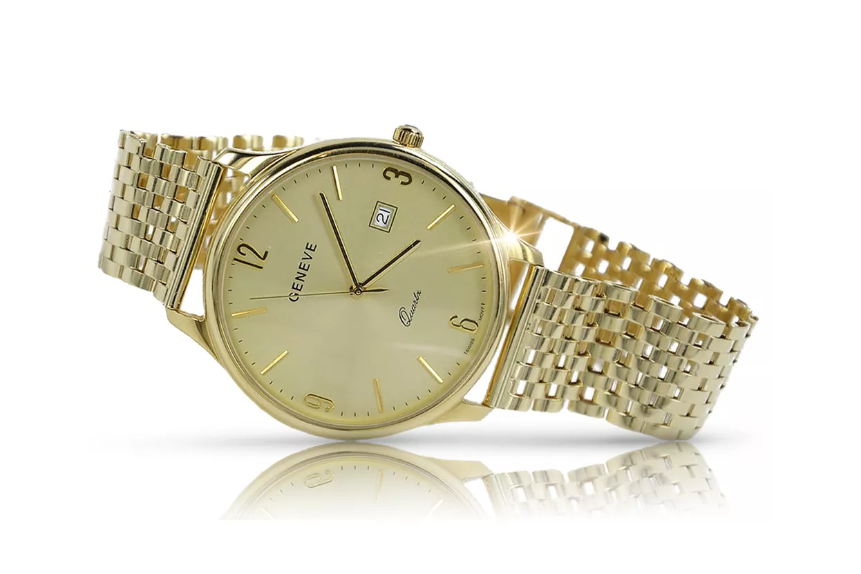 Reloj de oro para hombre Geneve ★ zlotychlopak.pl ★ Pureza de oro 585 333 Precio bajo!