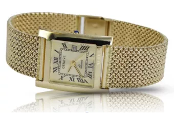 Italienische Gelbe Herrenuhr aus 14 Karat Gold Geneve Armbanduhr mw009y&mbw014y