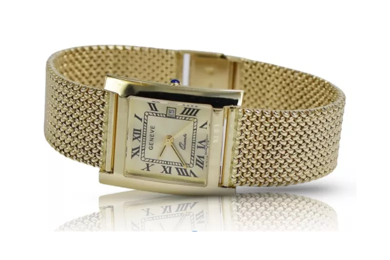 14k 585 aukso laikrodis su vyrų apyranka Geneve mw009y&mbw014y