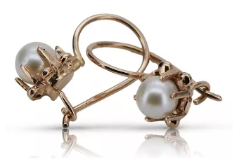 Vintage kolczyki z różowego 14k 585 złota z perłami vepr003 Vintage