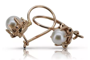 Vintage rose pink pink 14k 585 gold pearl earrings vepr003 Vintage