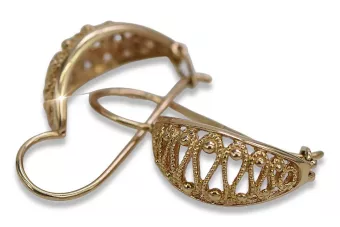 Російська троянда рожева радянська 14к 585 золото СРСР Вінтажні висячі сережки ven154