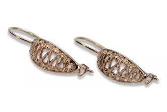 Vintage rose pink 14k 585 gold  Vintage Hanging earrings ven154