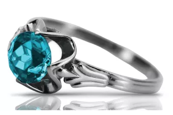 Ασημένιο δαχτυλίδι Ρωσικό 925 με Aquamarine vrc023s Vintage