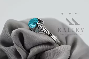 Ασημένιο δαχτυλίδι Ρωσικό 925 με Aquamarine vrc023s Vintage