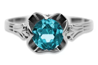 Ασημένιο δαχτυλίδι Ρωσικό 925 με Aquamarine vrc023s Vintage