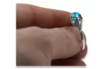Ασημένιο δαχτυλίδι Ρωσικό 925 με Aquamarine vrc023s Vintage
