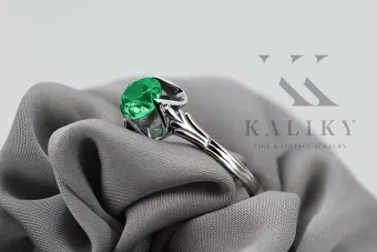 Ασημένιο δαχτυλίδι Ρωσικό 925 με Emerald vrc023s Vintage