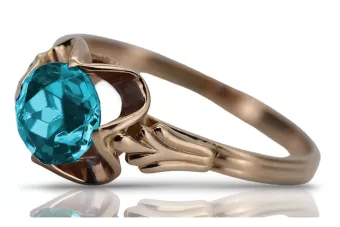 Russische sowjetische 925 Silber Rose vergoldet Aquamarin Ring vrc023rp Vintage
