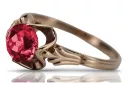 Pierścionek z różowego czerwonego złota srebrny pozłacany 925 z Rubinem vrc023rp Vintage