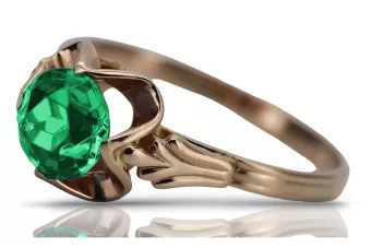 Vintage 925 Silver Rose Gold Plated Emerald Ring vrc023rp Vintage