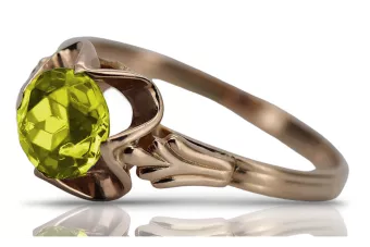 Russischer sowjetischer 925 Silber Roségold vergoldeter Peridot Ring vrc023rp Vintage