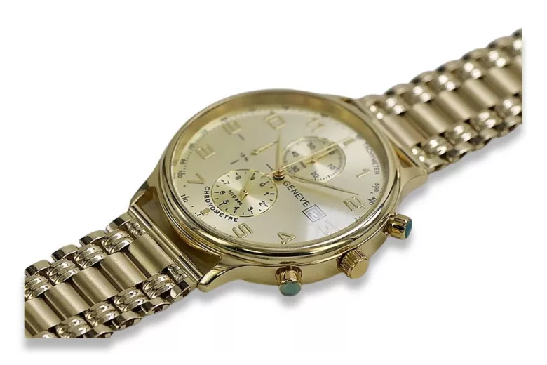 Italian yellow 14k gold man's watch bracelet mbw006y