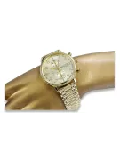 Жовтий 14k 585 золотий чоловічий годинник Geneve mw005ydg&mbw006y18cm