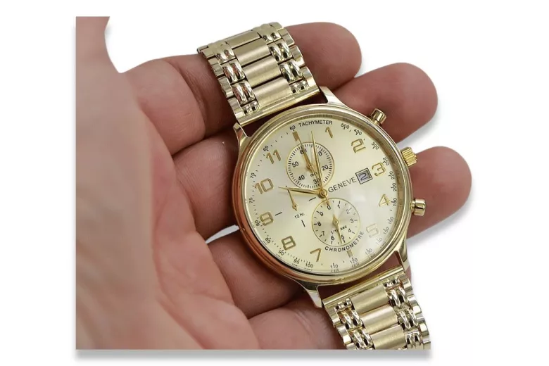 Jaune 14k 585 or Montre Genève homme mw005ydg&mbw006y18cm