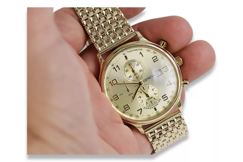 Златен часовник 14k 585 с гривна Geneve mw005ydy&mbw013y