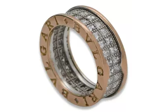 Wyjątkowy pierścionek Bvlgari z różowego złota 14k 585 z cyrkoniami UNIKAT crc006rw