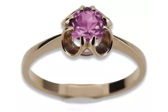 Ring z ružového červeného zlata 14k 585 s amethystem VRC348 Vintage
