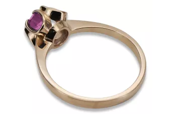 Ring z ružového červeného zlata 14k 585 s amethystem VRC348 Vintage