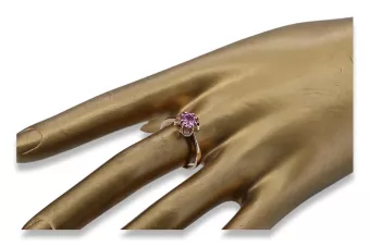 Ring z ružového červeného zlata 14k 585 s amethystem VRC348 Vintage