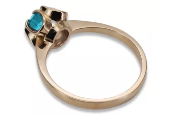 Ring z ružového červeného zlata 14k 585 s Aquamarine VRC348 Vintage