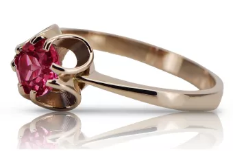 Kroužek z růžového červeného zlata 14k 585 s rubinem Vrc348 ročník