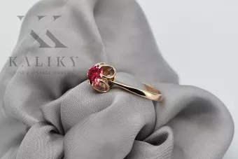 Kroužek z růžového červeného zlata 14k 585 s rubinem Vrc348 ročník