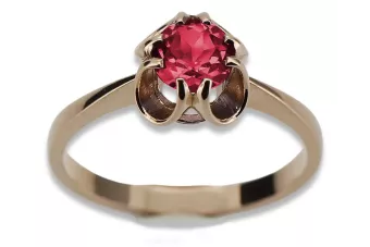 Kroužek z růžového červeného zlata 14k 585 s rubinem Vrc348 ročník