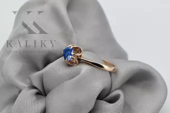 Prsten růžové červené zlato 14k 585 se safírem Vrc348 vintage