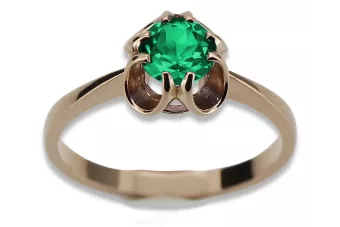 Kroužek z růžového červeného zlata 14k 585 s smaragdým Vrc348 vintage