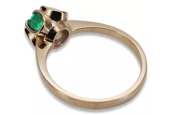 Kroužek z růžového červeného zlata 14k 585 s smaragdým Vrc348 vintage