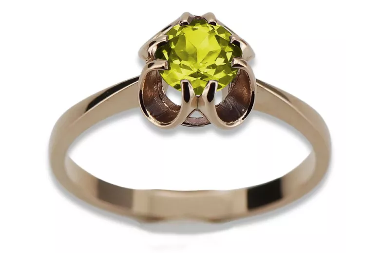 خاتم من الذهب الأحمر الوردي 14k 585 مع Peridot vrc348