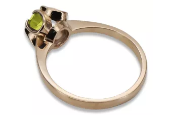 Kroužek z růžové červené zlato 14k 585 s peridotem Vrc348 vintage