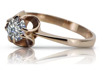 Kroužek z růžového červeného zlata 14k 585 s zirkonem Vrc348 vintage