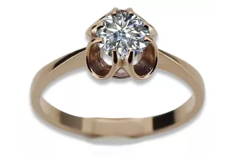 Kroužek z růžového červeného zlata 14k 585 s zirkonem Vrc348 vintage