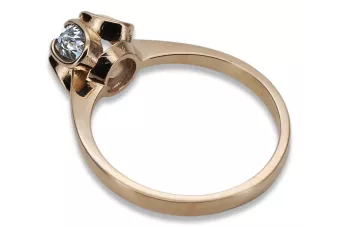 Kroužek z růžového červeného zlata 14k 585 s zirkonem Vrc348 vintage