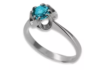 Ασημένιο δαχτυλίδι Ρωσικό 925 με Aquamarine vrc348s Vintage