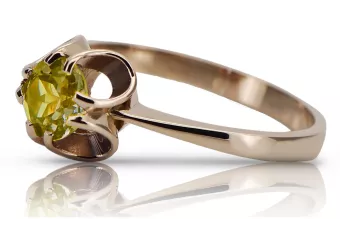 Russischer sowjetischer 925 Silber Roségold vergoldeter Peridot Ring vrc348rp Vintage
