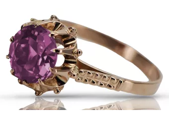Russischer sowjetischer rosafarbener 14k Gold 585 Amethyst Ring vrc045 Vintage