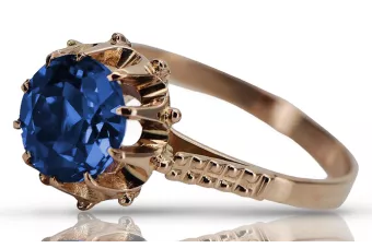 Δαχτυλίδι από ροζ-κόκκινο χρυσό 14k 585 με Ζαφείρι vrc045 Vintage